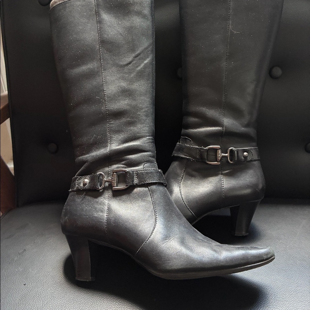 IFlex by Anne Klein black leather zip up boots